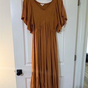 Baltic Born Rust Maxi Dress with Smocked Bodice